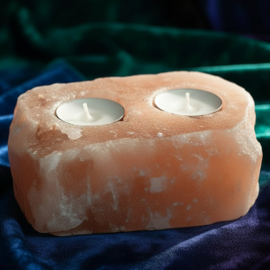 Natural Salt Candle Holder - 2 holes