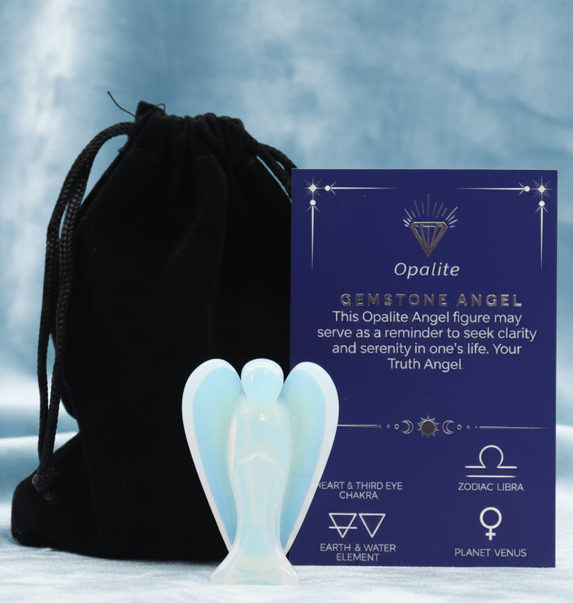 Hand Carved Gemstone Angel - Opalite
