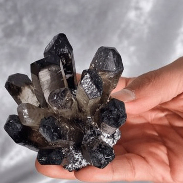 Crafted Quartz Cluster - Smoky Ghost Quartz