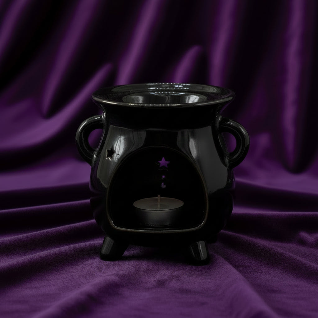 Cauldron Oil Burner - Moon Phase - Black