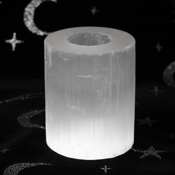 Selenite Cylinder Candle Holder - 10 cm