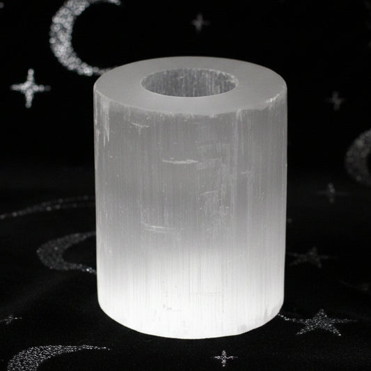 Selenite Cylinder Candle Holder - 10 cm