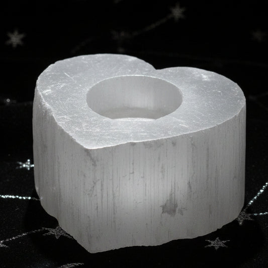 Selenite Heart Candle Holder