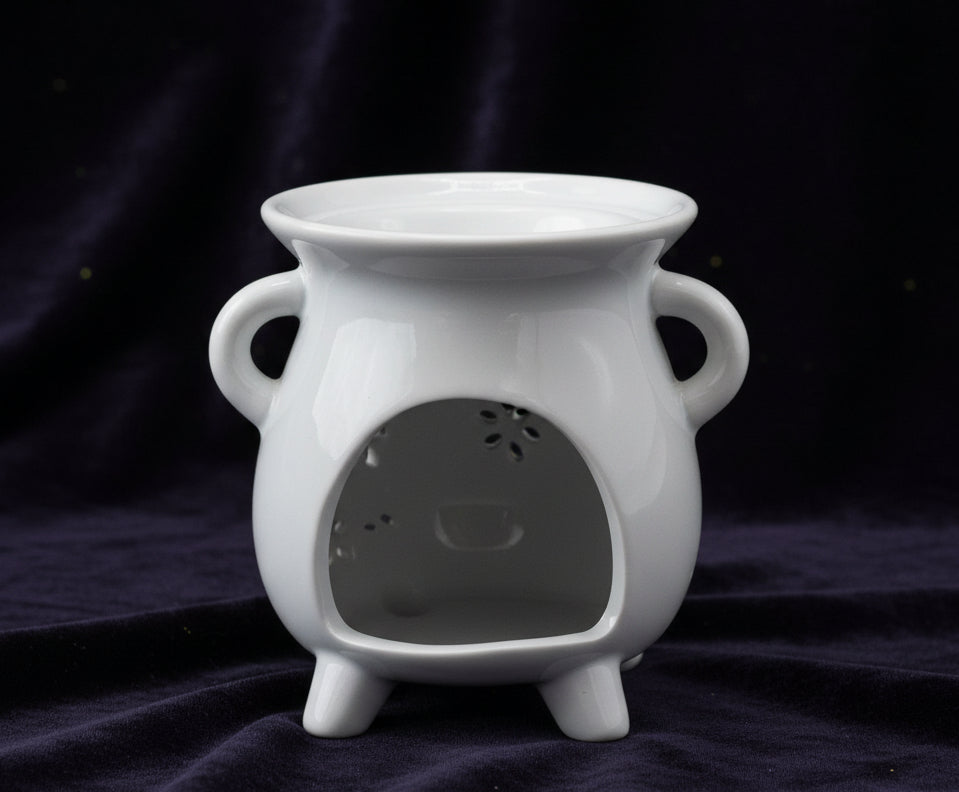 Cauldron Oil Burner - Owl - White