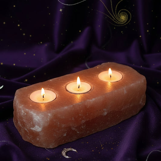 Natural Salt Candle Holder - 3 holes