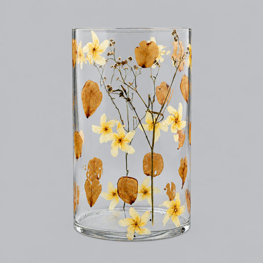 Natural Floral Glass - Tall Vase Candle Holder - Rose - (19x11cm)