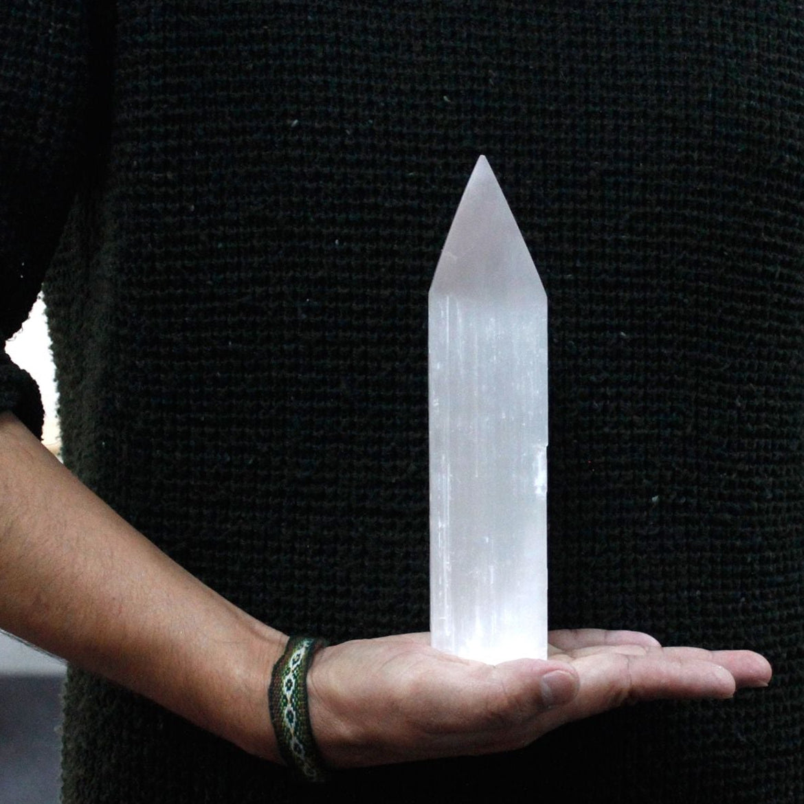 Selenite Pencil Point Tower - 20 cm