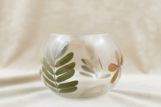 Natural Floral Glass - Bowl Candle Holder - Primavera  - (8x10cm)