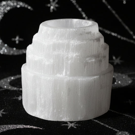 Selenite Mountain Top Candle Holder - 8 cm