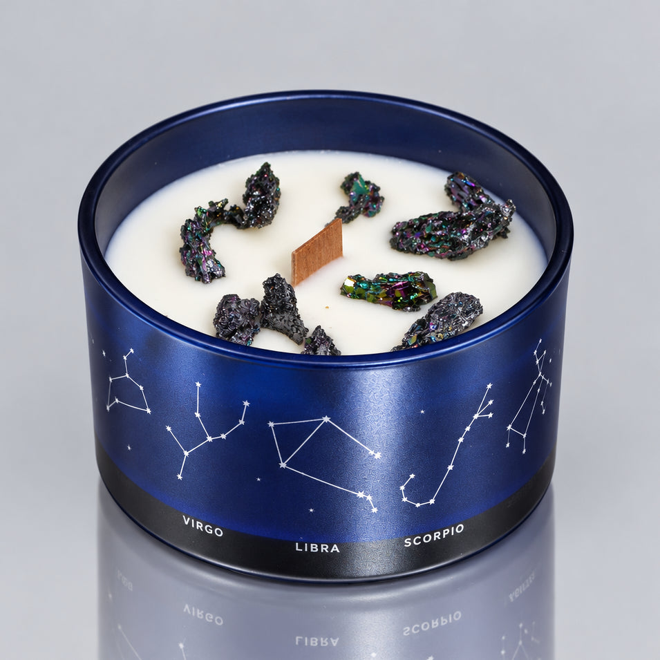 Zodiac Crystal Candle with Gemstone Bracelet - Taurus