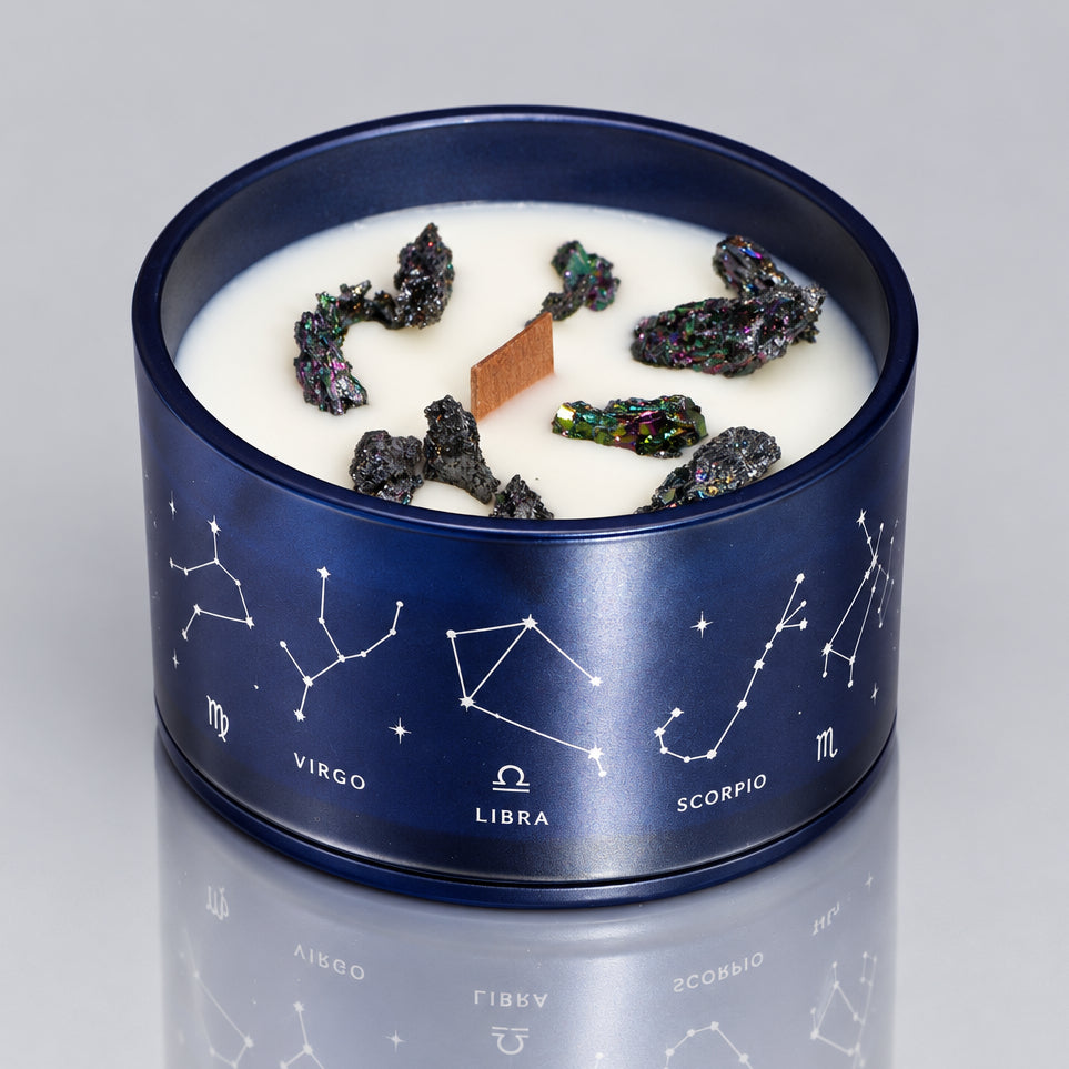 Zodiac Crystal Candle with Gemstone Bracelet - Aries