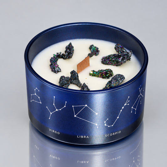 Zodiac Crystal Candle with Gemstone Bracelet - Gemini