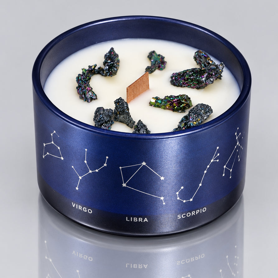 Zodiac Crystal Candle with Gemstone Bracelet - Virgo