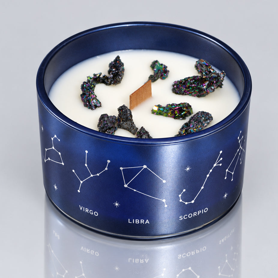 Zodiac Crystal Candle with Gemstone Bracelet - Scorpio