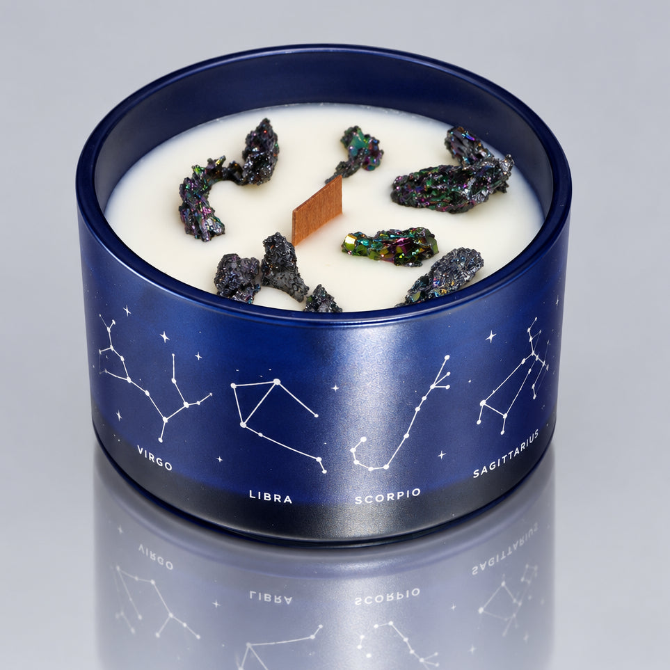 Zodiac Crystal Candle with Gemstone Bracelet - Sagittarius