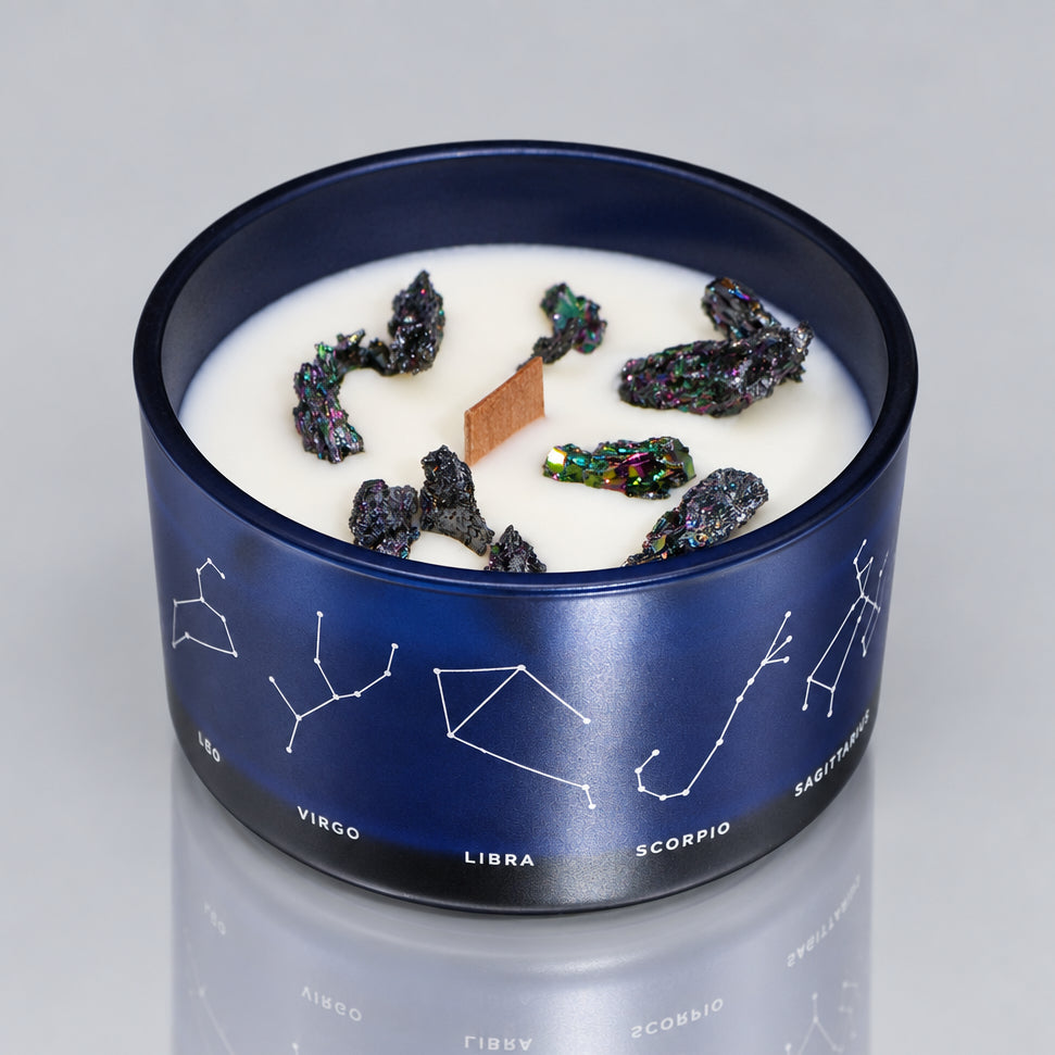 Zodiac Crystal Candle with Gemstone Bracelet - Capricorn