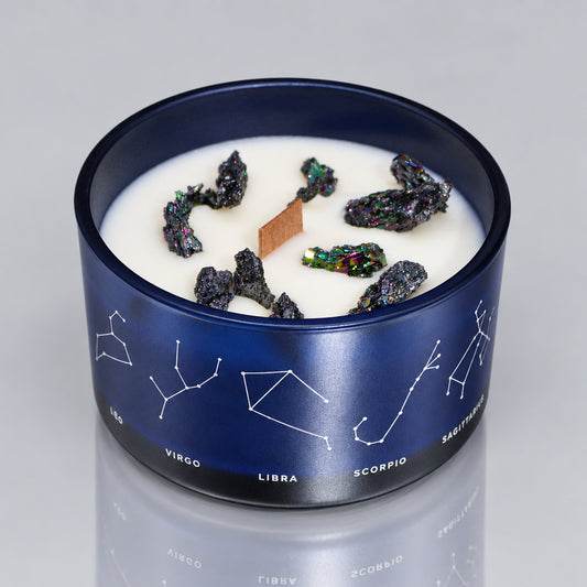 Zodiac Crystal Candle with Gemstone Bracelet - Capricorn