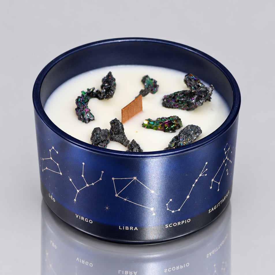 Zodiac Crystal Candle with Gemstone Bracelet - Leo