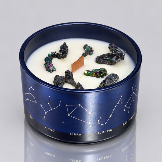 Zodiac Crystal Candle with Gemstone Bracelet - Leo