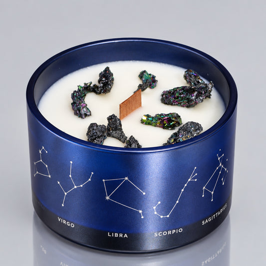 Zodiac Crystal Candle with Gemstone Bracelet - Pisces