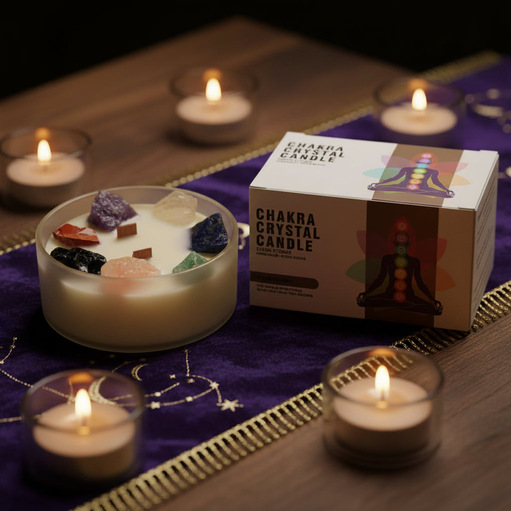 Large Chakra Crystal Candles - Seven Charkra