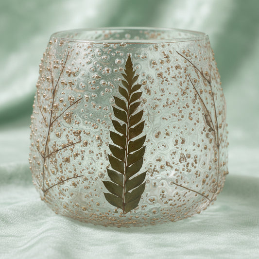 Natural Floral Glass - Straight Candle Holder -  Pino - (10x9cm)