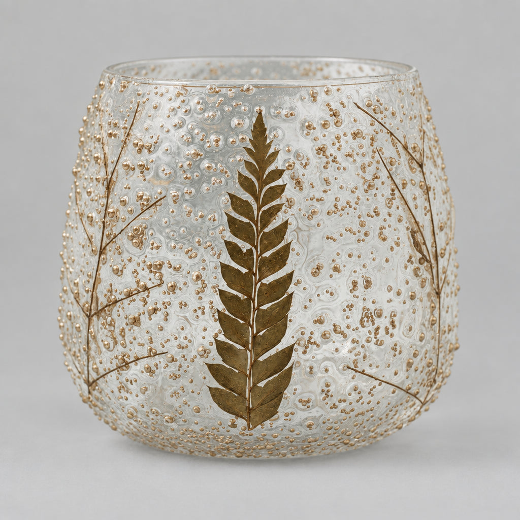 Natural Floral Glass - Straight Candle Holder -  Pino - (10x9cm)