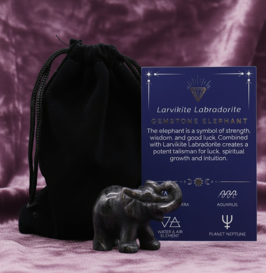 Gemstone Lucky Elephant - Larvikite Labradorite