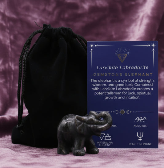 Gemstone Lucky Elephant - Larvikite Labradorite