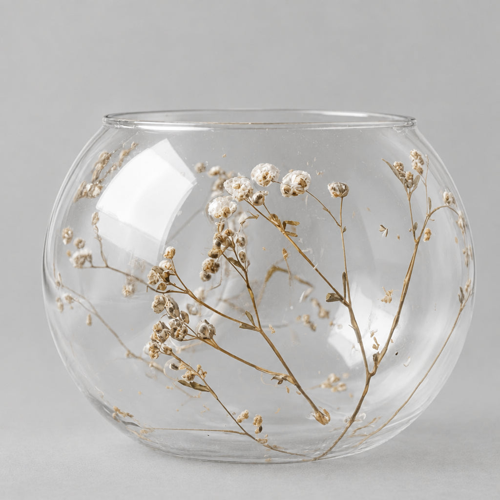 Natural Floral Glass - Bowl Candle Holder - Margarita - (8x10cm)