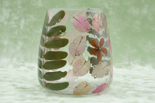 Natural Floral Glass - Vase Candle Holder - Primavera  - (12x11cm)