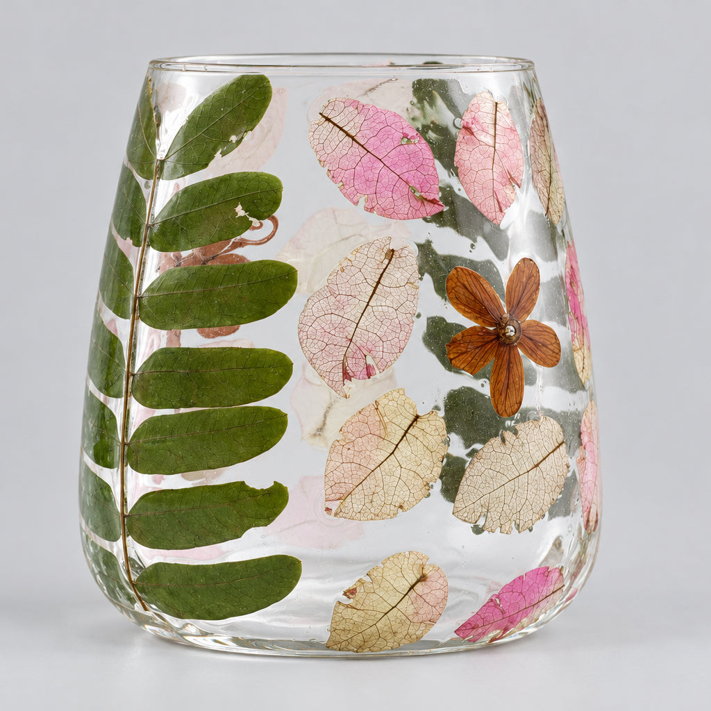 Natural Floral Glass - Vase Candle Holder - Primavera  - (12x11cm)