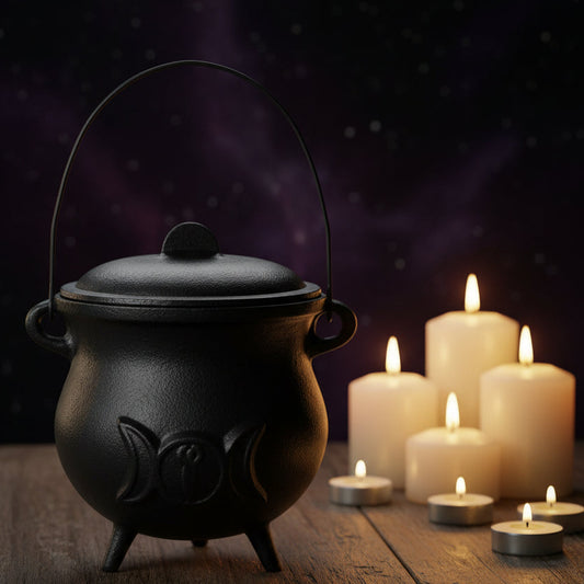 Extra Huge Cast Iron Cauldron with Triple Moon 23x18cm (at least 4kg)