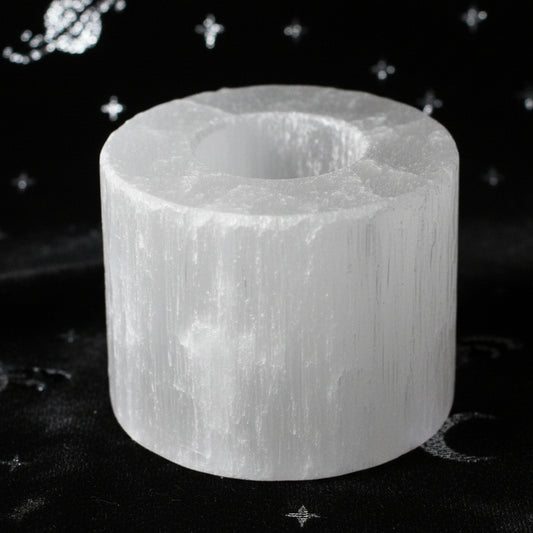 Selenite Cylinder Candle Holder - 8 cm
