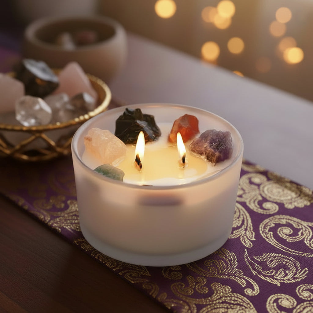 Large Chakra Crystal Candles - Seven Charkra