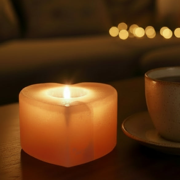 Salt Candle Holder - Med Heart