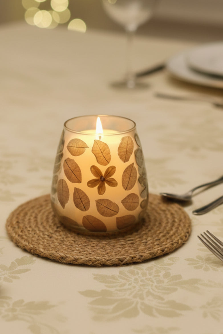 Natural Floral Glass - Vase Candle Holder - Primavera  - (12x11cm)