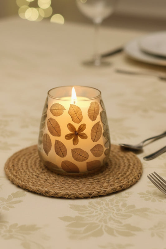 Natural Floral Glass - Vase Candle Holder - Primavera  - (12x11cm)