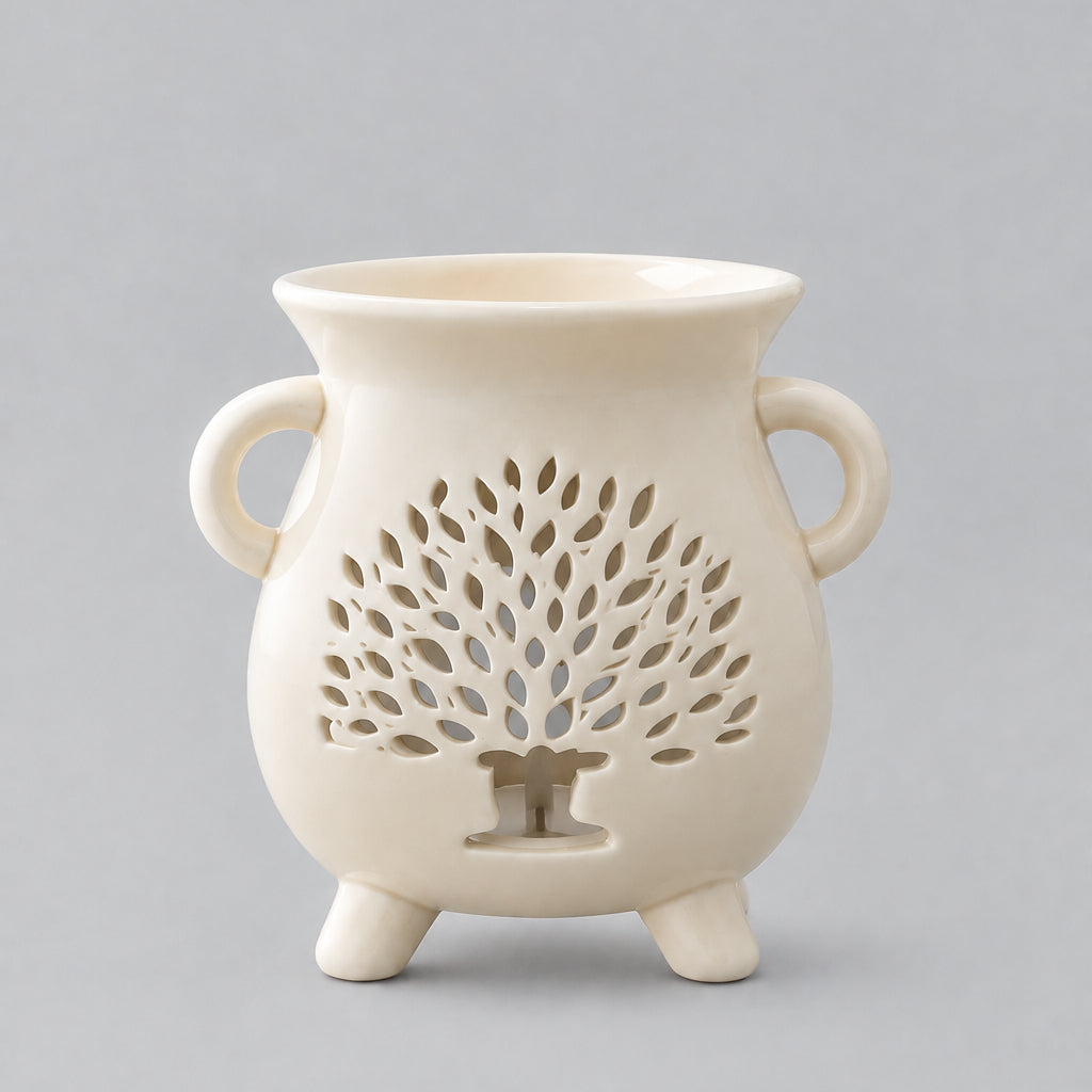 Cauldron Oil Burner - Tree of Life - White