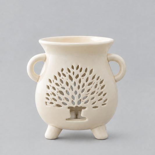 Cauldron Oil Burner - Tree of Life - White