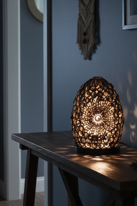 Boho Sea Shell Lamp - Chocolate Twist Oval - 15cm