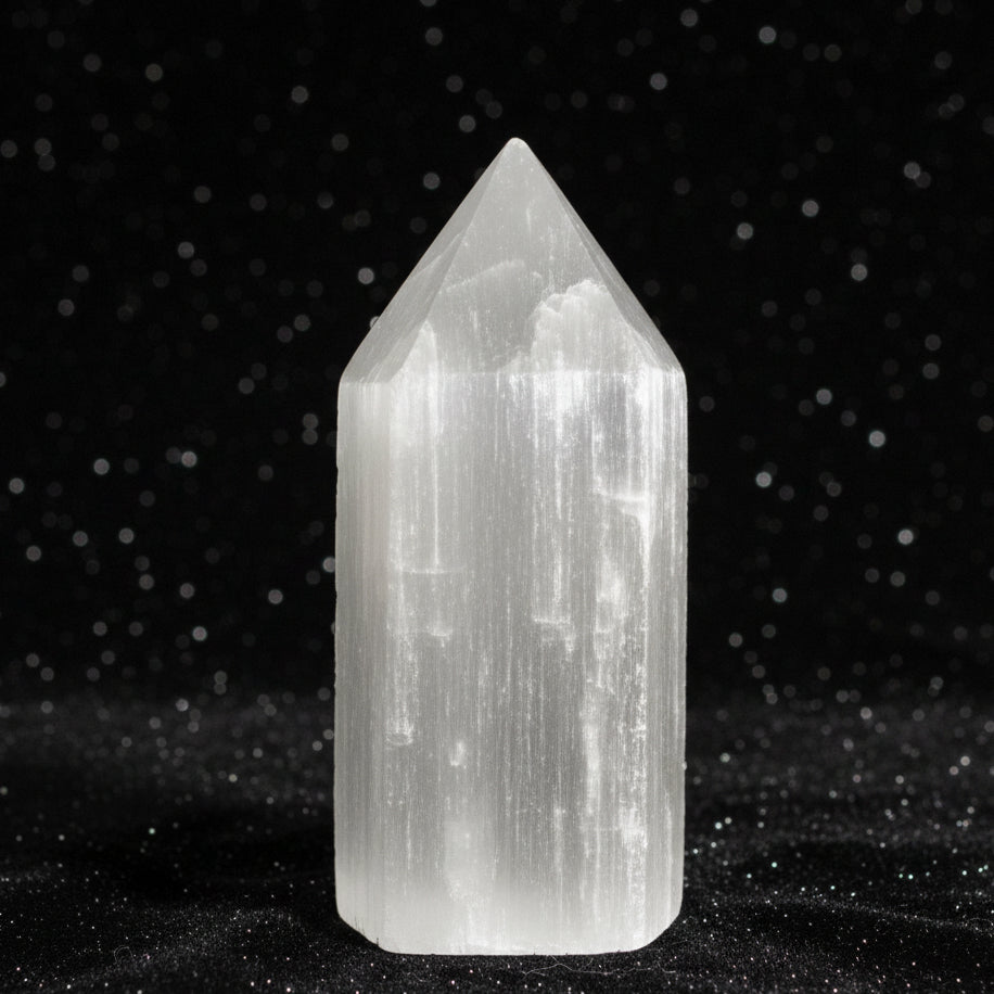 Selenite Pencil Point Tower - 10 cm