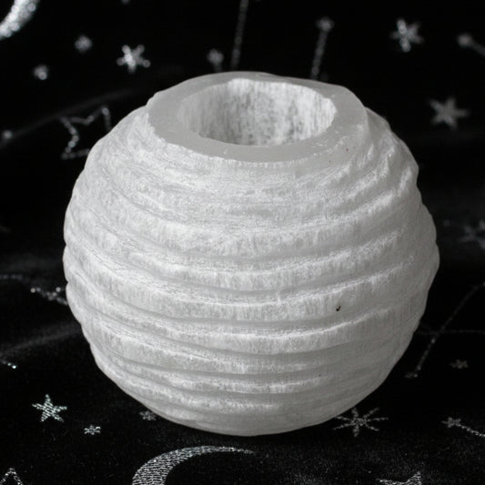 Selenite Snowball Candle Holder - 8 cm