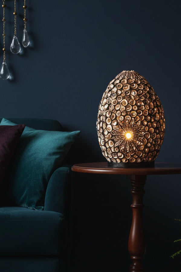 Boho Sea Shell Lamp - Chocolate Twist Oval - 20cm