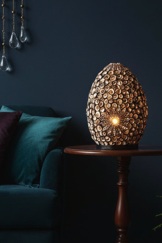 Boho Sea Shell Lamp - Chocolate Twist Oval - 20cm