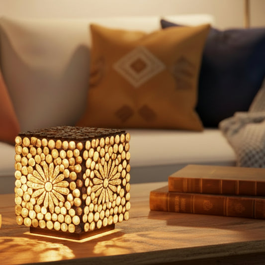 Boho Sea Shell Lamp - Chocolate Twist Square - 15cm