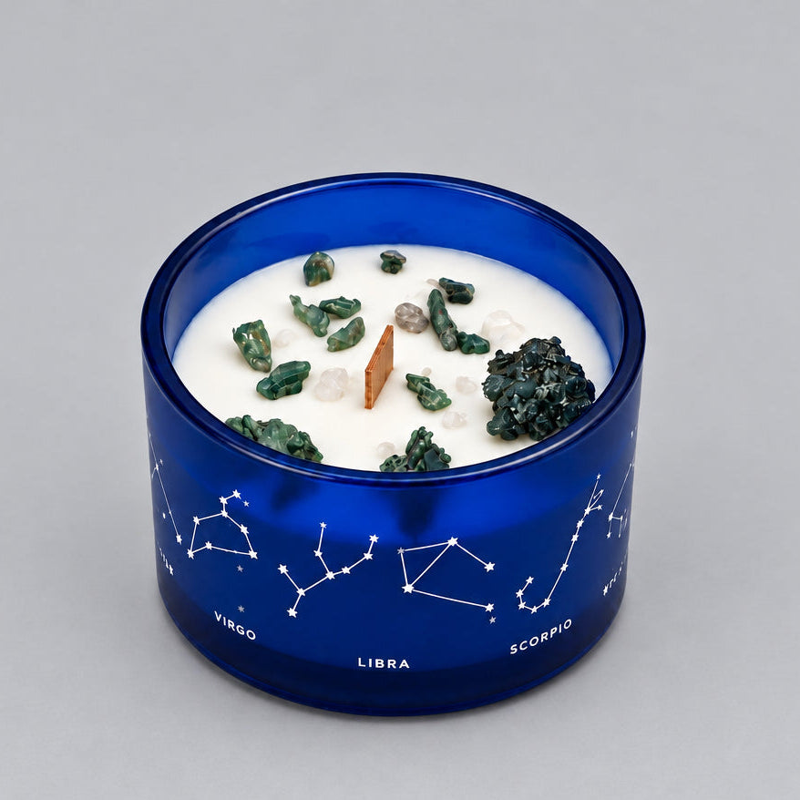 Zodiac Crystal Candle with Gemstone Bracelet - Libra