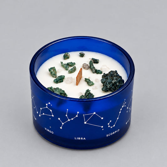 Zodiac Crystal Candle with Gemstone Bracelet - Libra