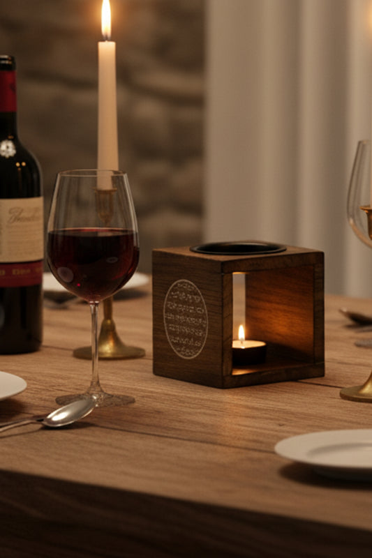 Square Mango Wood Oil Burner - Flower of Life