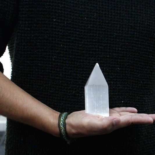 Selenite Pencil Point Tower - 10 cm